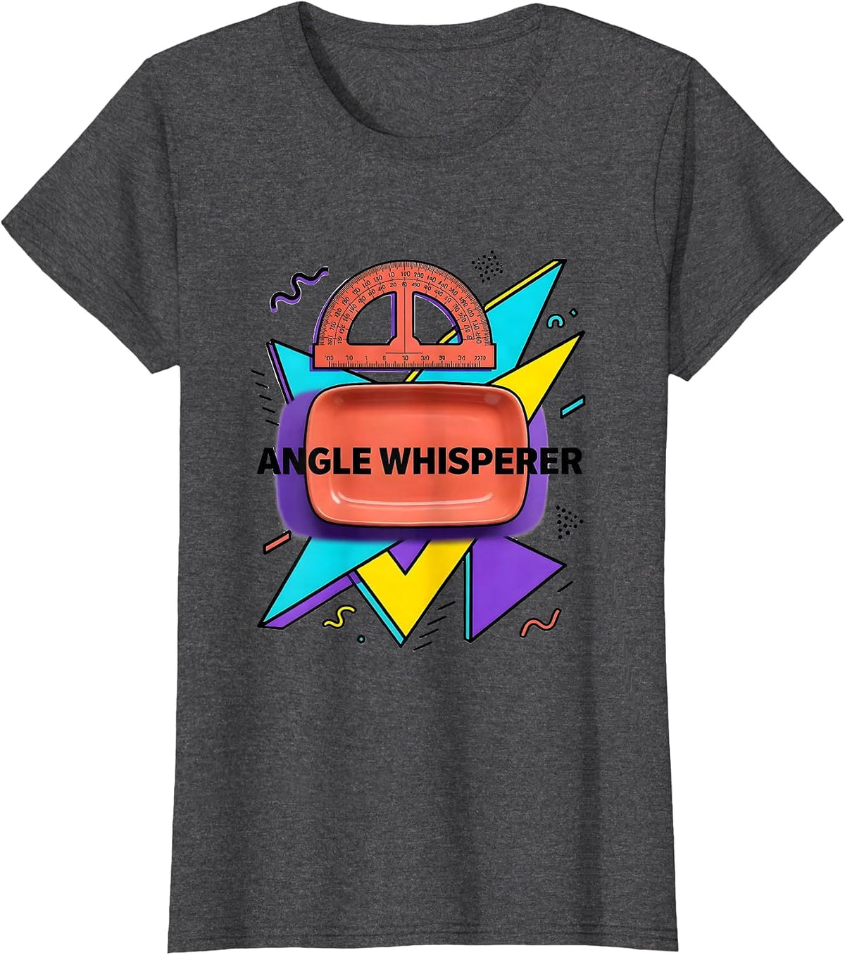 Women's Angle Whisperer Math Teacher Graphic Design T-Shirt - Dark Heather Grey