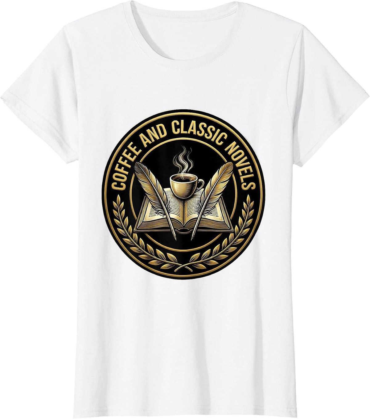 Coffee and Classic Novels English Teacher Design T-Shirt - White