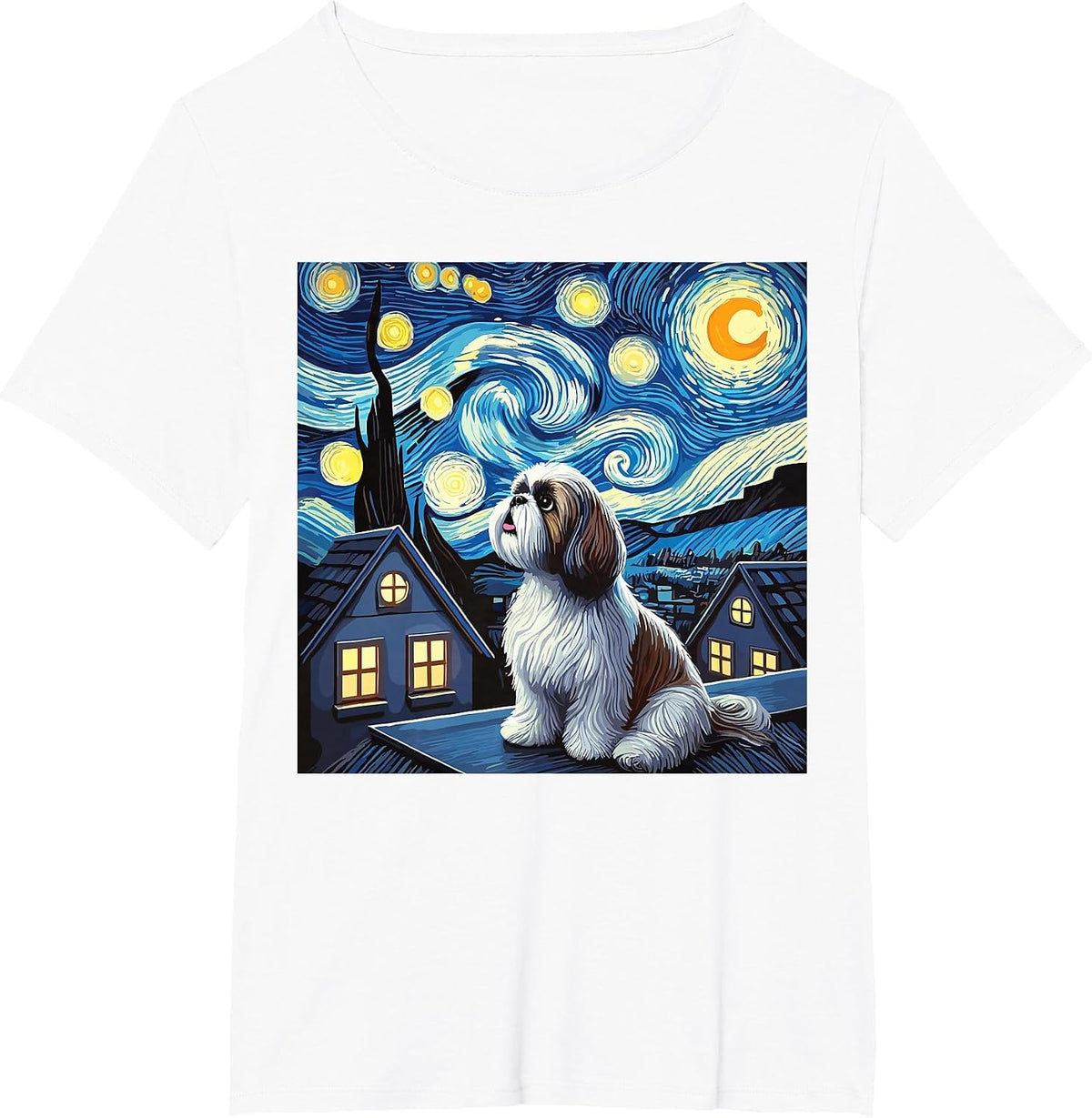 Shih Tzu Starry Night Sky T-Shirt - White