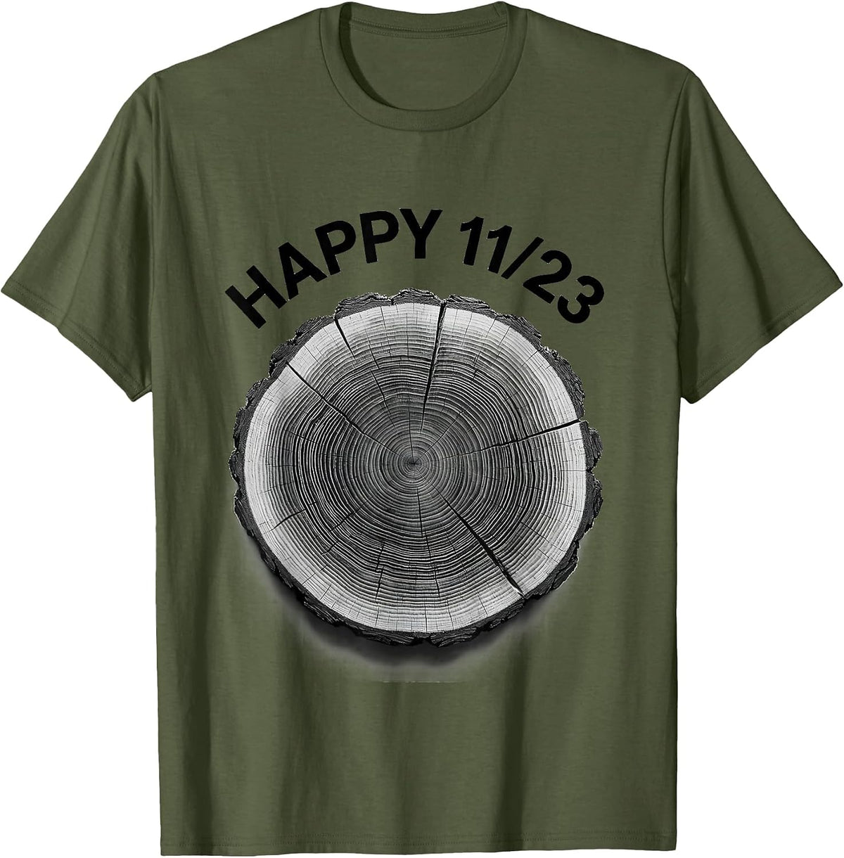Men's Happy 11/23 Fibonacci Spiral Sacred Geometry Math Lover T-Shirt - Olive Green