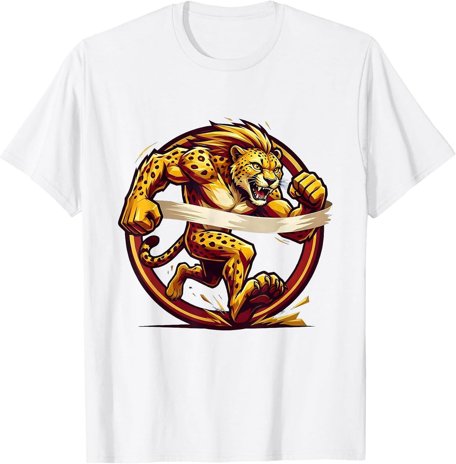 Men's Sprinter Finish Line Burst Track Running Design T-Shirt - White
