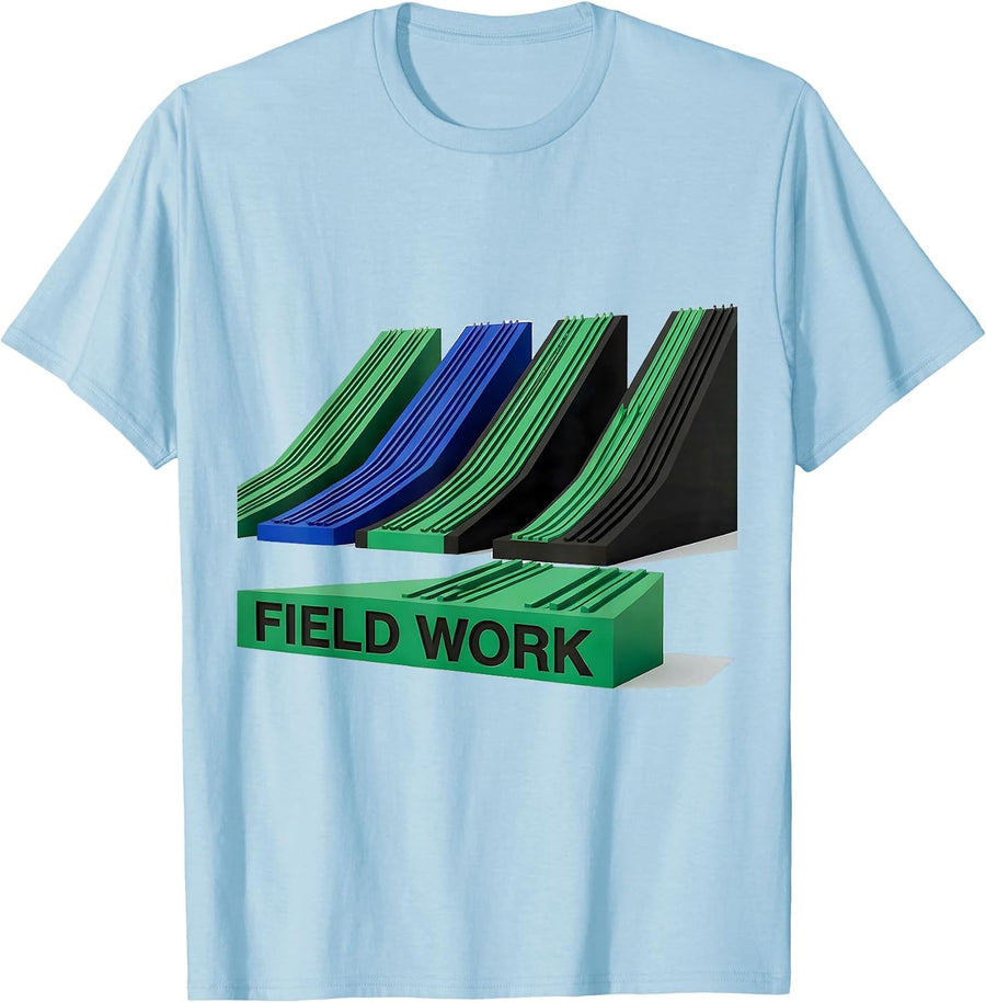 Men's Field Work Geometric Ski Snowboard Dad Humor T-Shirt - Baby Blue