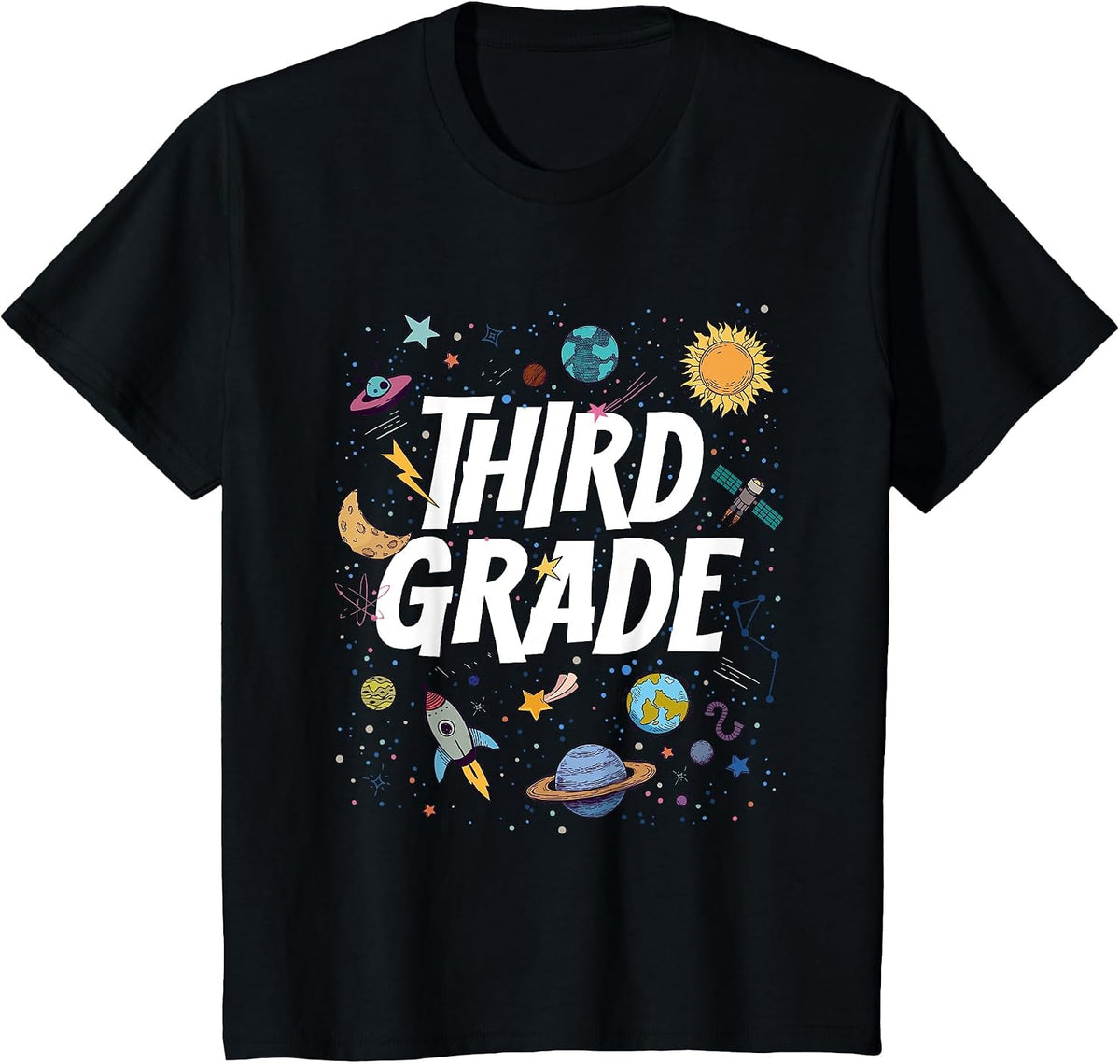 Hello Third Grade Space Rocket First Day of 3rd Grade Squad T-Shirt - Black