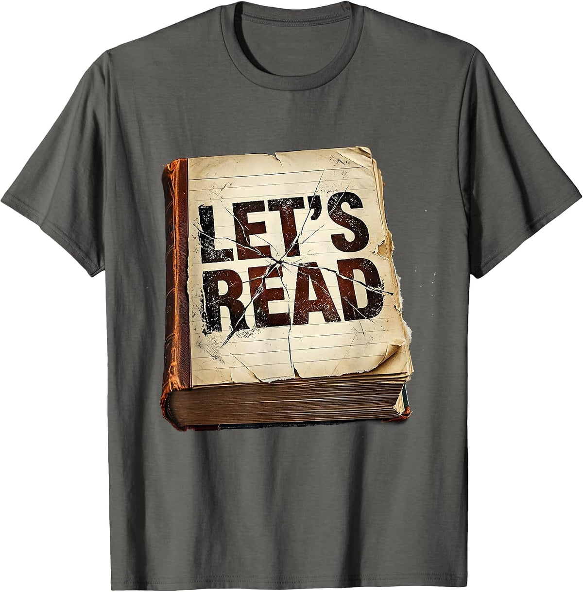 Let's Read Distressed Book Teacher English Literature Class T-Shirt - Asphalt Grey