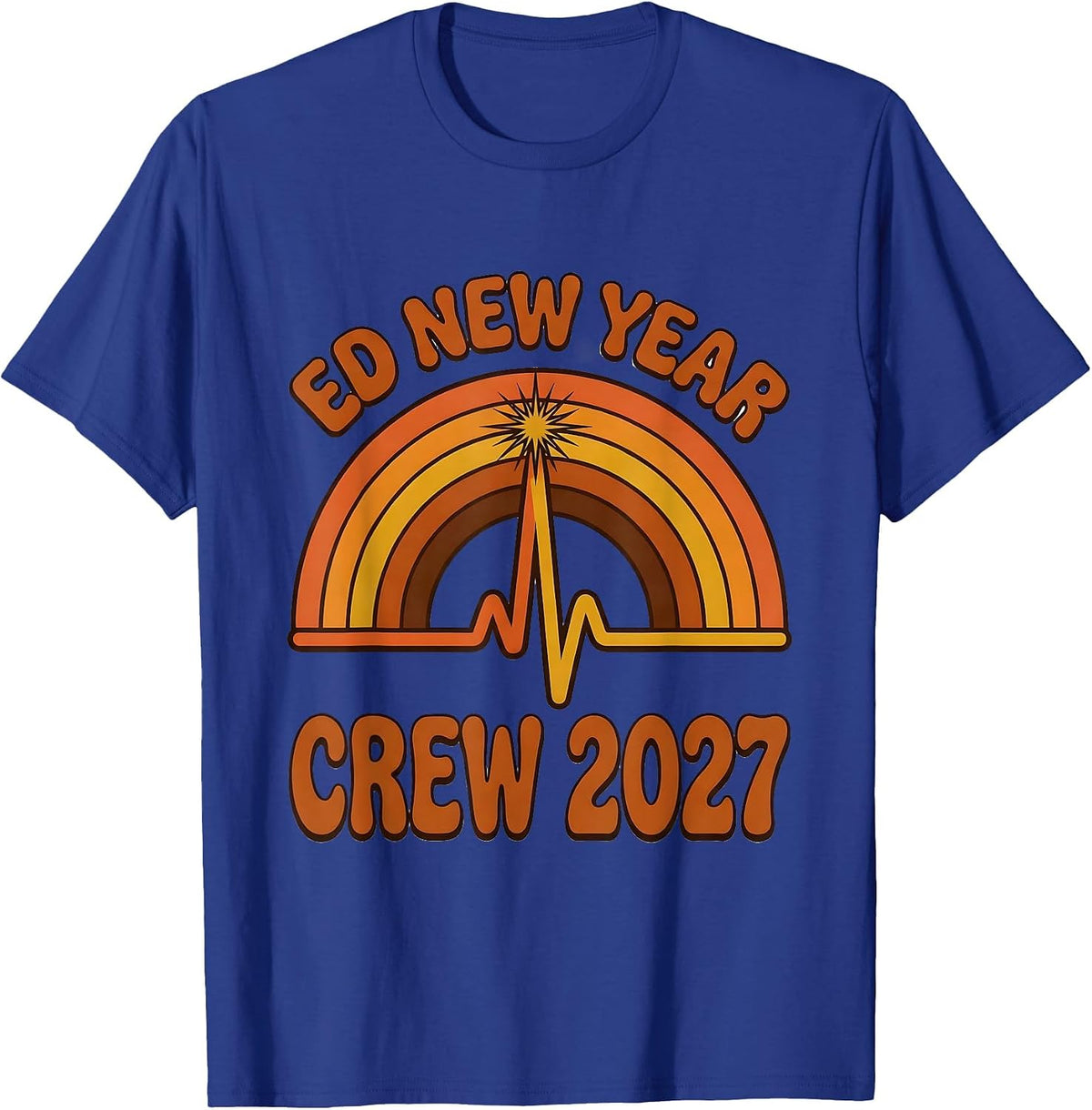 ED New Year Crew 2027 Retro 70s Nurse Crew New Years Eve T-Shirt - Royal Blue