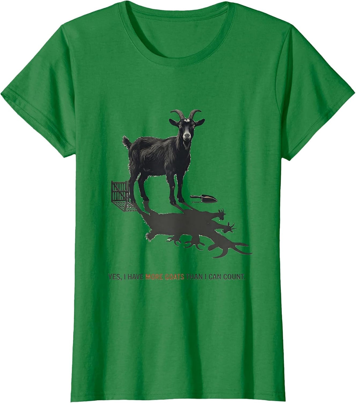 Yes I Have More Goats Than I Can Count Funny Goat Lady T-Shirt - Kelly Green