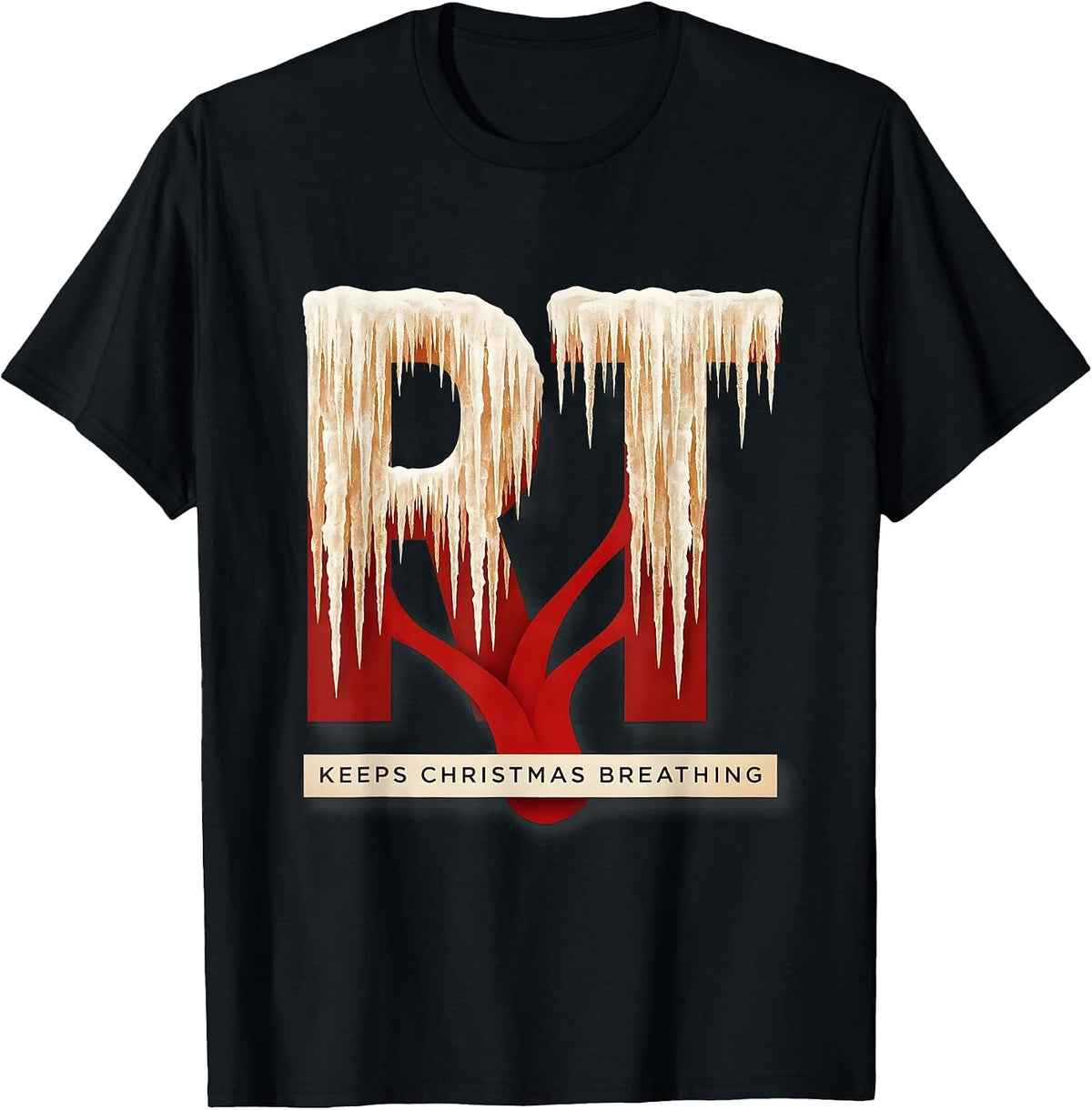 Men's RT Keeps Christmas Breathing Funny Respiratory Therapist T-Shirt - Black