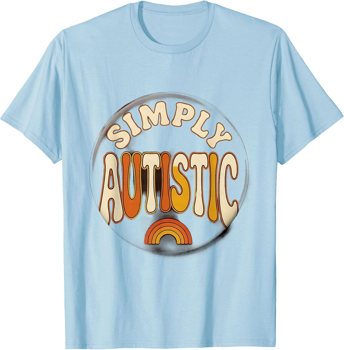 Men's Simply Autistic Retro 70s Neurodiversity Identity Acceptance T-Shirt - Baby Blue