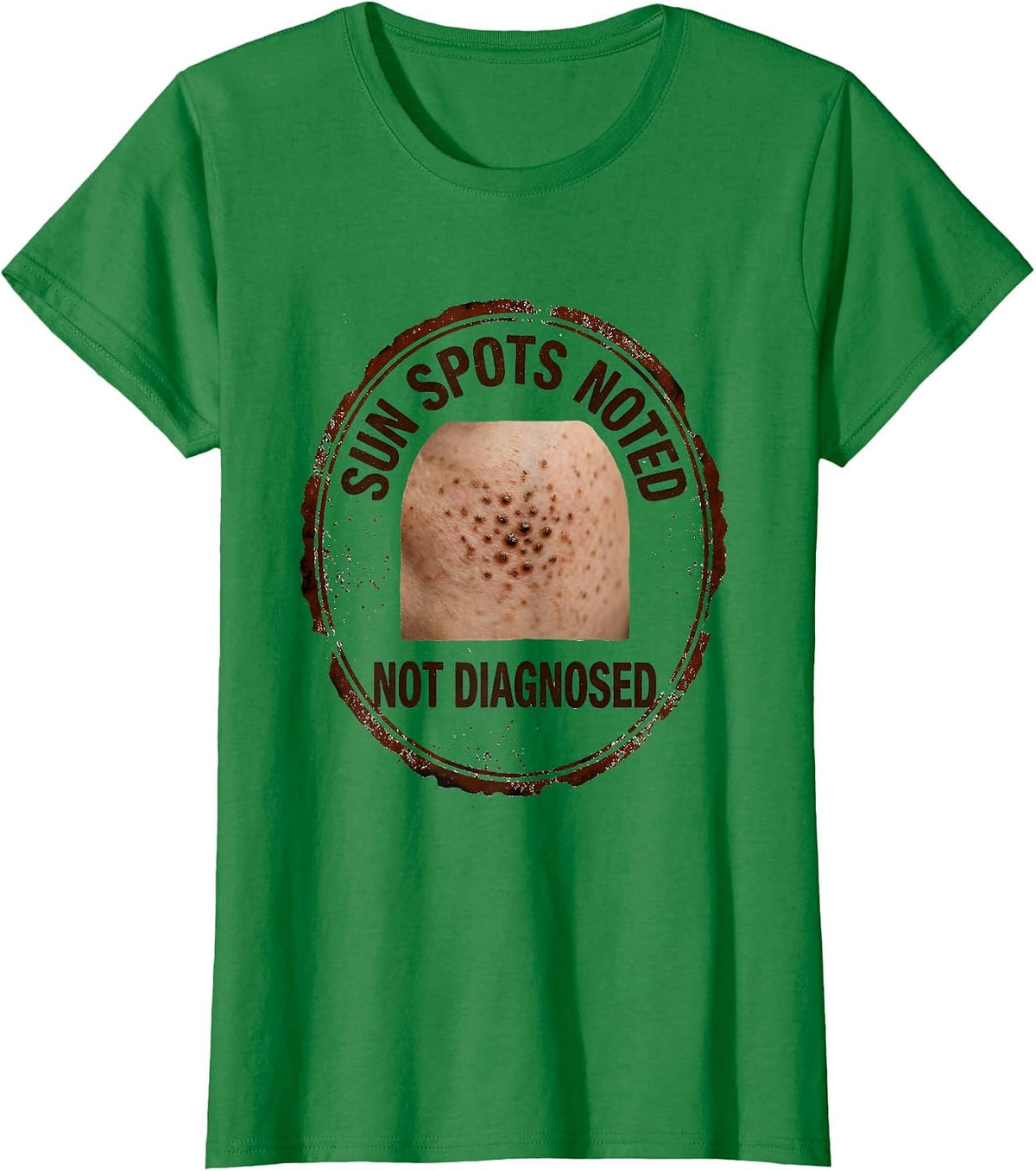 Women's Sun Spots Noted Not Diagnosed Funny Esthetician Skincare T-Shirt - Kelly Green