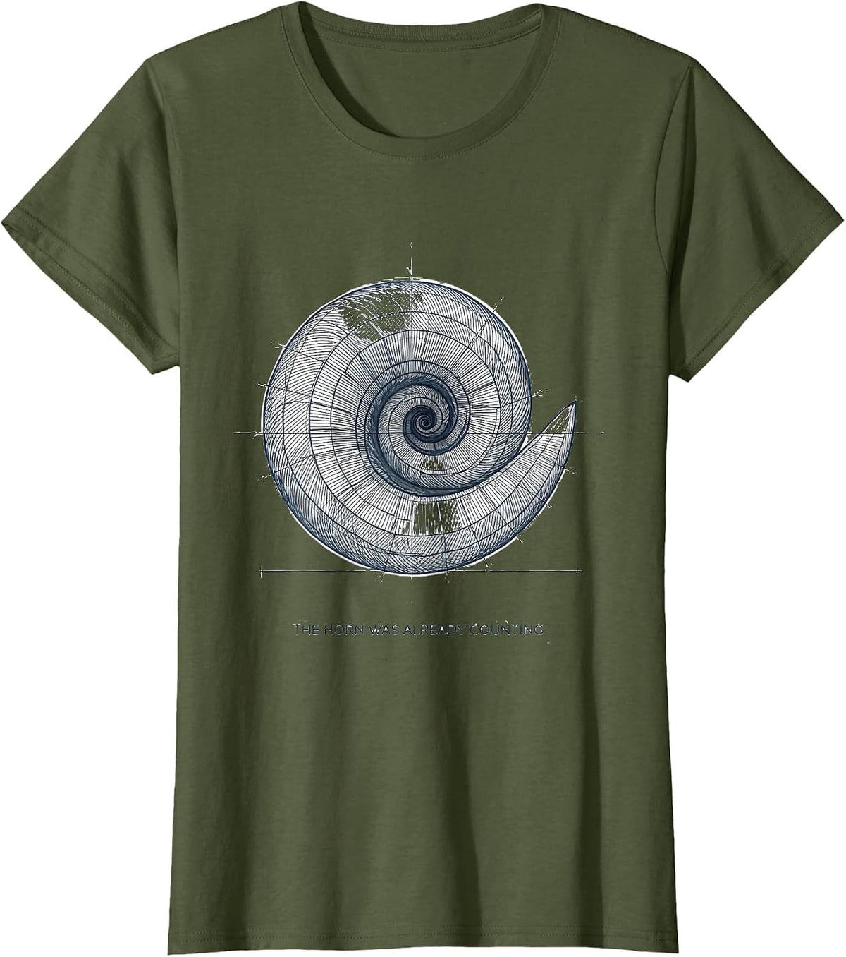 Women's The Horn Was Already Counting Sacred Geometry Math T-Shirt - Olive Green