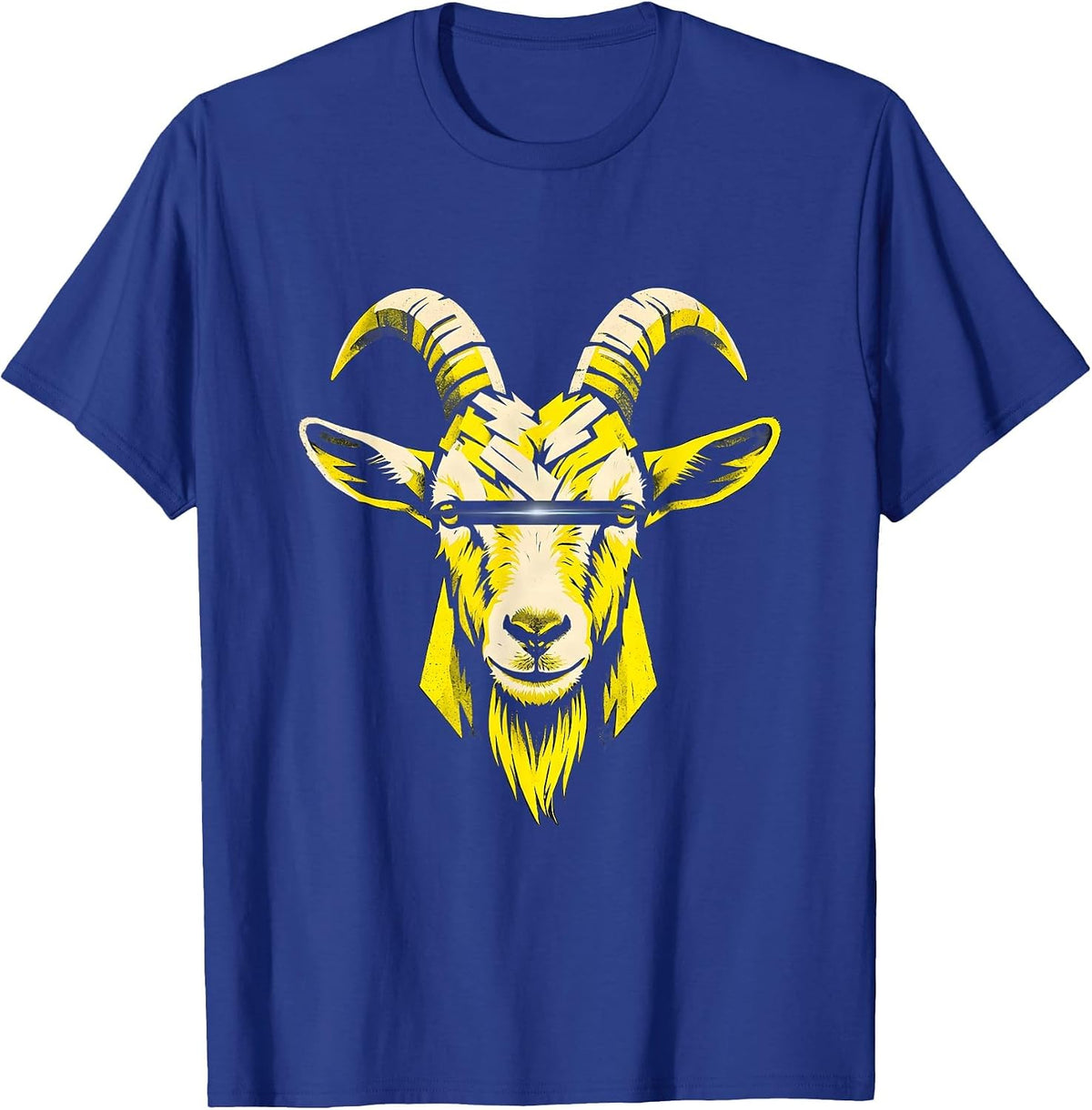 Goat with Sunglasses Stencil Graphic Novelty Humor T-Shirt - Royal Blue