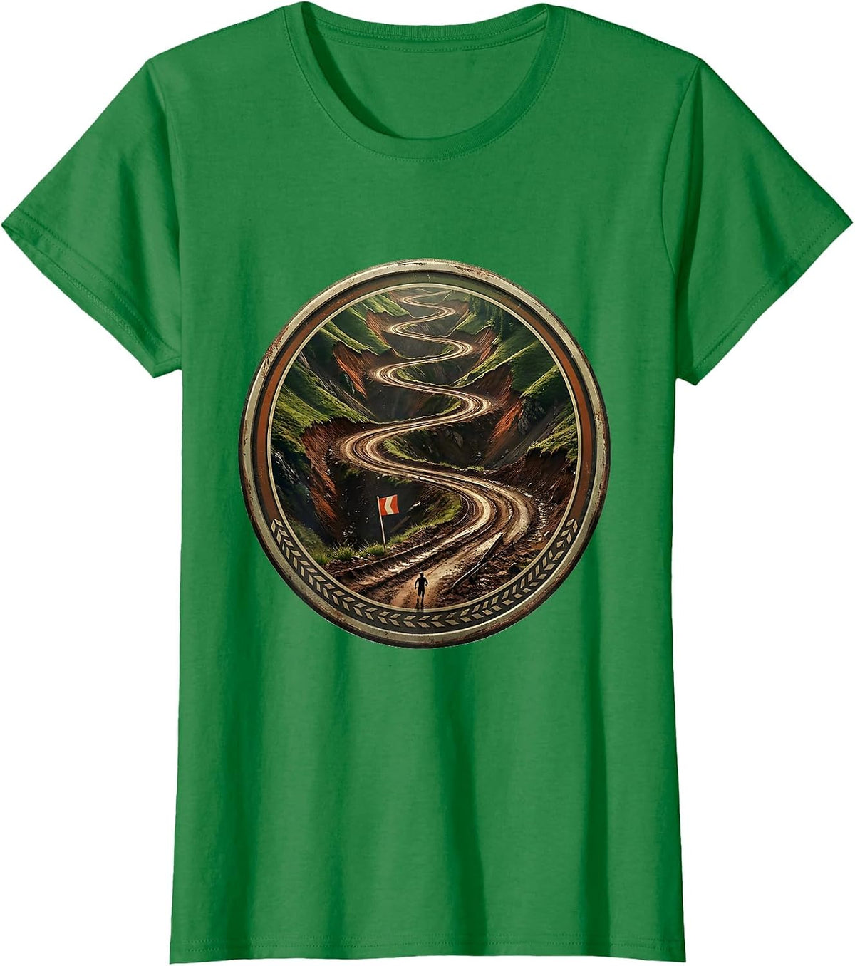 Women's Steep Switchback Course Vintage Cross Country Runner Gift T-Shirt - Kelly Green