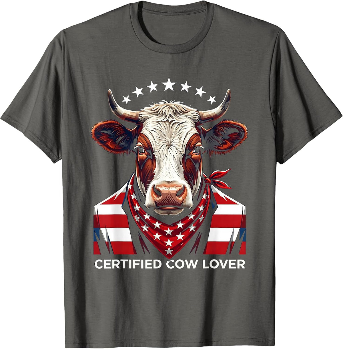 Certified Cow Lover Graphic Design T-Shirt - Asphalt Grey