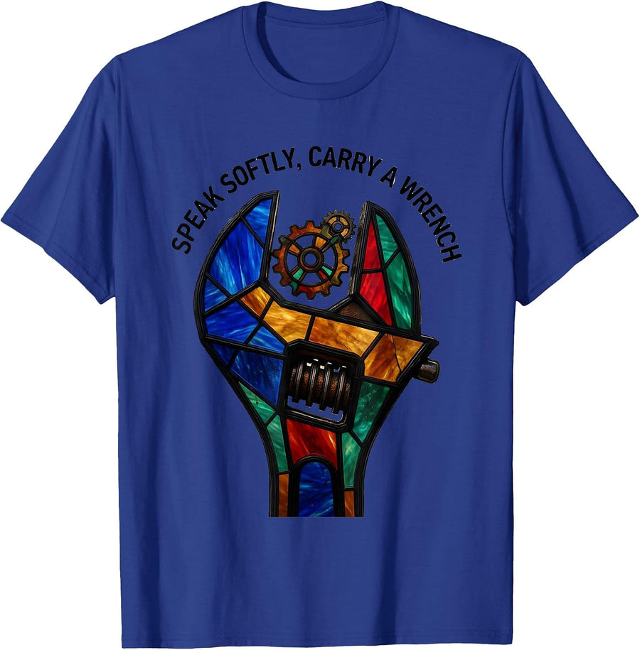 Speak Softly Carry A Wrench Mechanic Design T-Shirt - Royal Blue