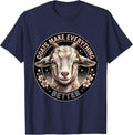Goats Make Everything Better Funny Goat Design T-Shirt - Navy Blue