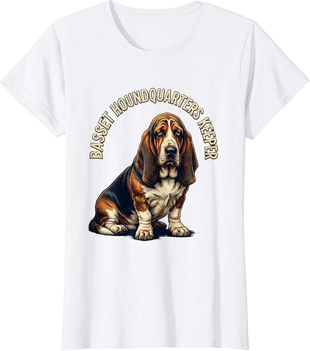 Basset Houndquarters Keeper Vintage Funny Dog Lover Gift T-Shirt - White