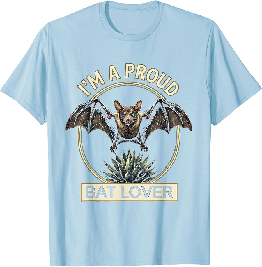 Men's I'm A Proud Bat Lover Vintage Cute Bat Lover Halloween Bat T-Shirt - Baby Blue