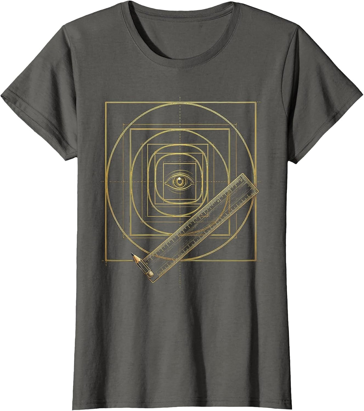 Women's Golden Rectangle Spiral Math Lover Sacred Geometry T-Shirt - Asphalt Grey