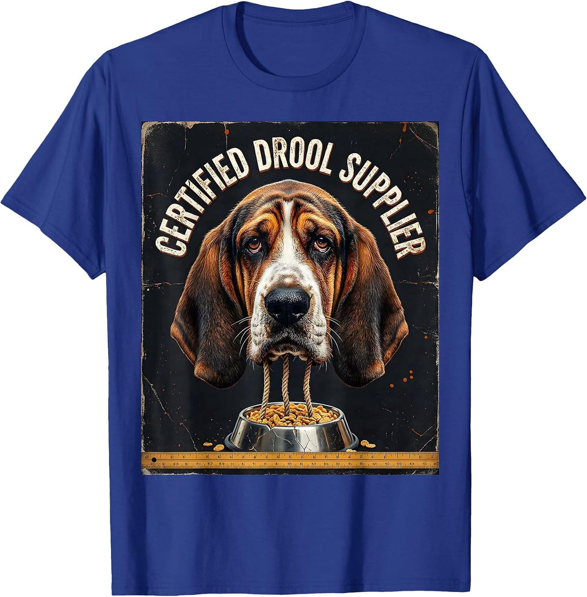 Men's Certified Drool Supplier Distressed Basset Hound Dog Mom Dog T-Shirt - Royal Blue