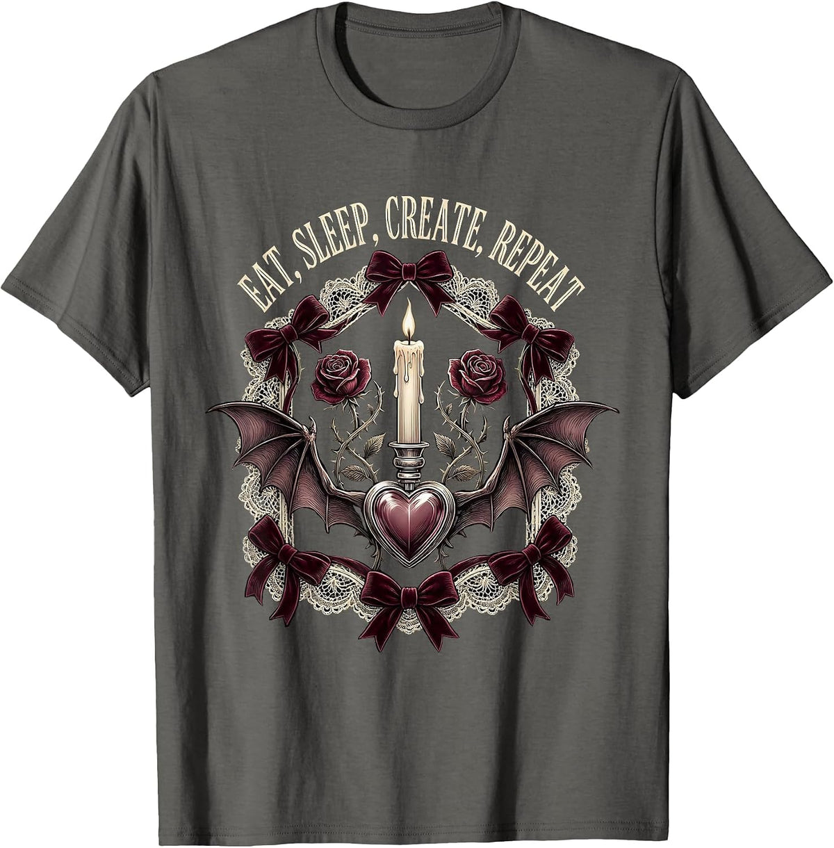 Men's Eat Sleep Create Repeat Renaissance Men Design T-Shirt - Asphalt Grey