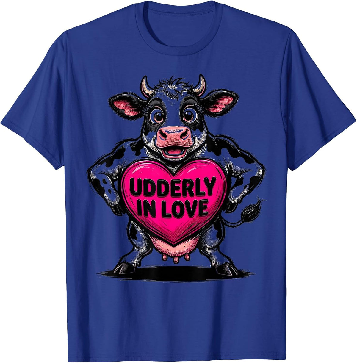 Udderly In Love Cute Cow Design for Women T-Shirt - Royal Blue