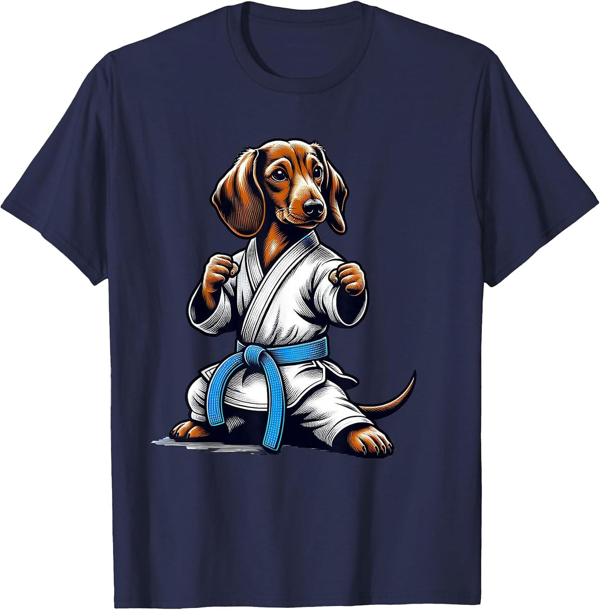 Karate Dachshund Master T-Shirt - Navy Blue