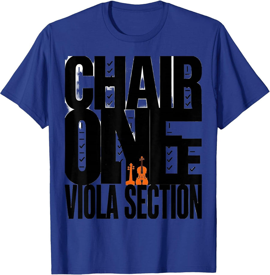Chair One Viola Section Brutalist Graphic Halloween Ghost T-Shirt - Royal Blue