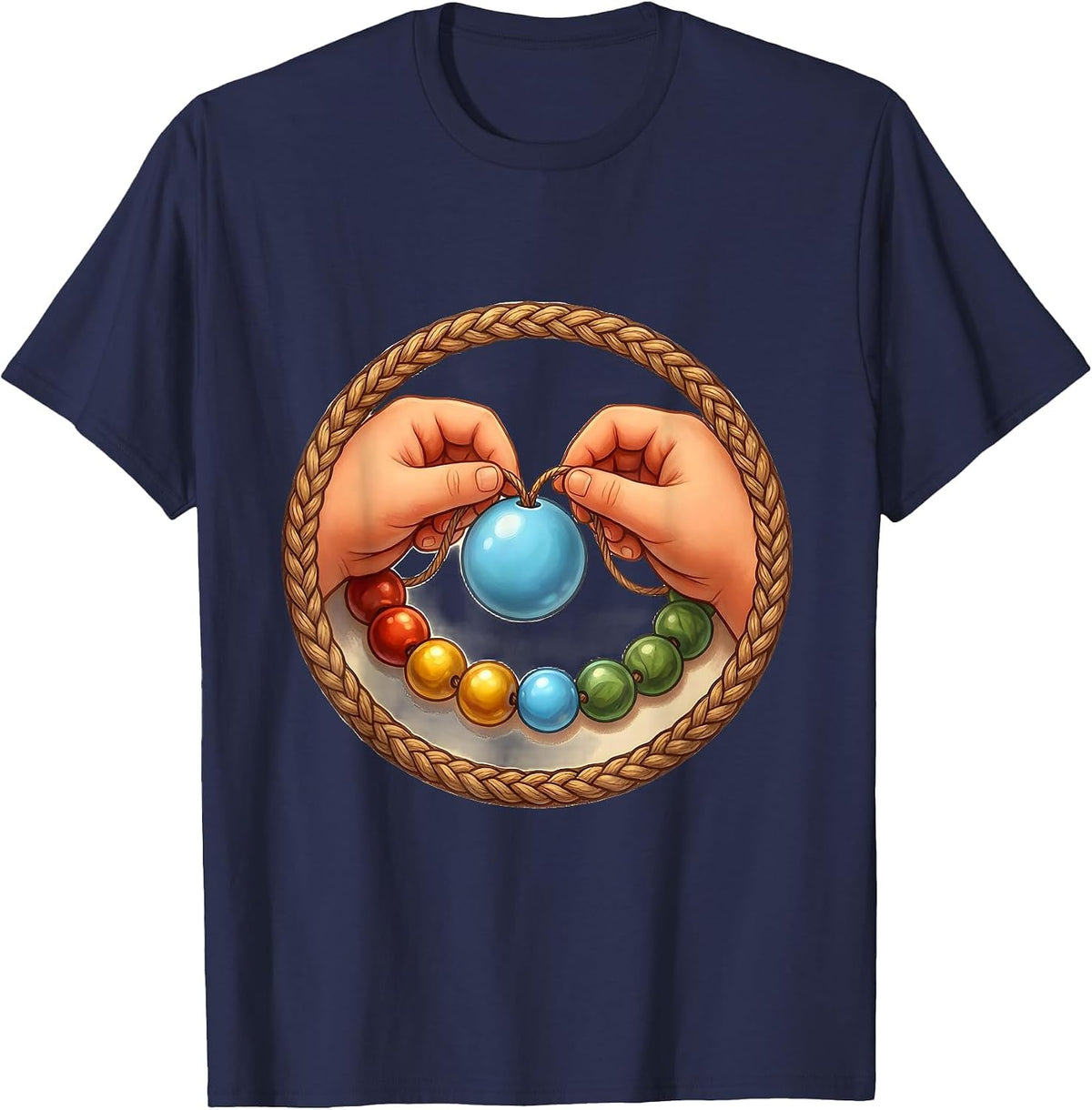 Men's Occupational Therapy Bead Threading Child Art T-Shirt - Navy Blue