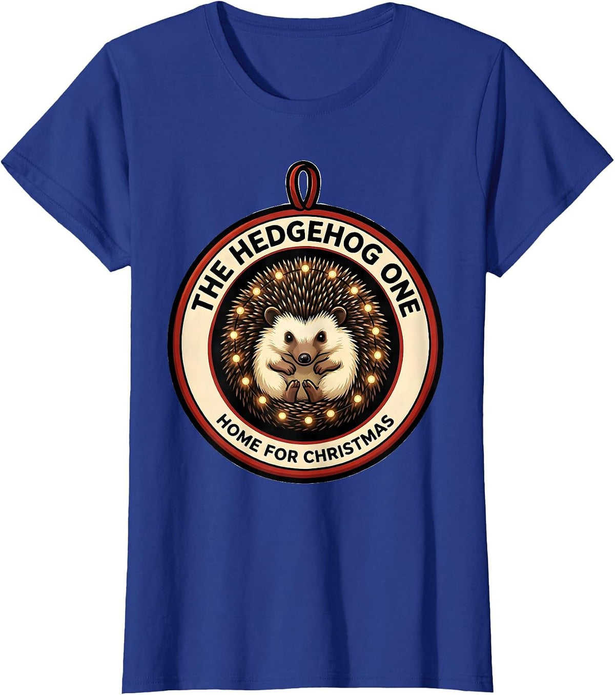 Women's The Hedgehog One Home For Christmas Cute Hedgehog Lover T-Shirt - Royal Blue