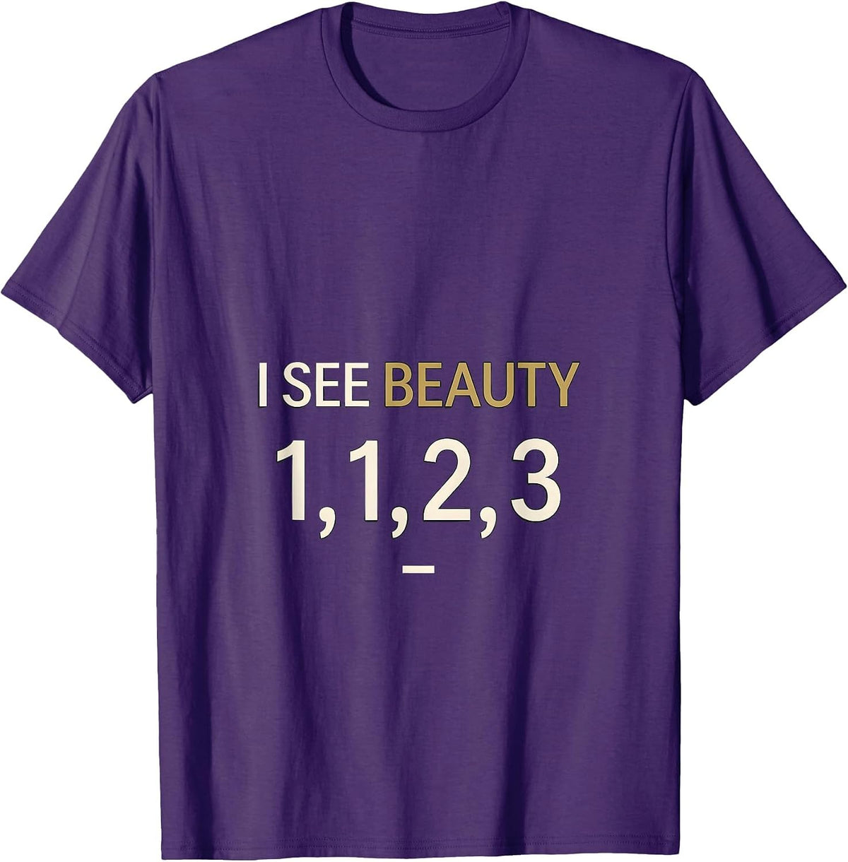 Men's I See Beauty 1 1 2 3 Minimalist Math Lover Sacred Geometry T-Shirt - Purple
