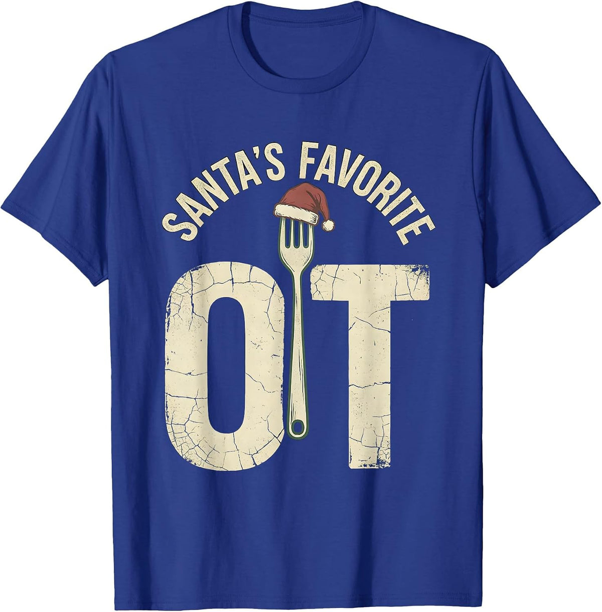 Santa's Favorite OT Distressed Occupational Therapy T-Shirt - Royal Blue
