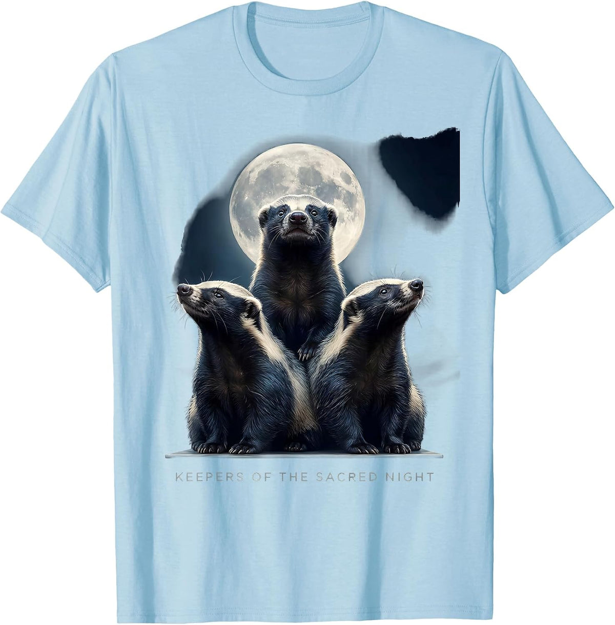 Men's Keepers of the Sacred Night Honey Badger Howling Parody Meme T-Shirt - Baby Blue