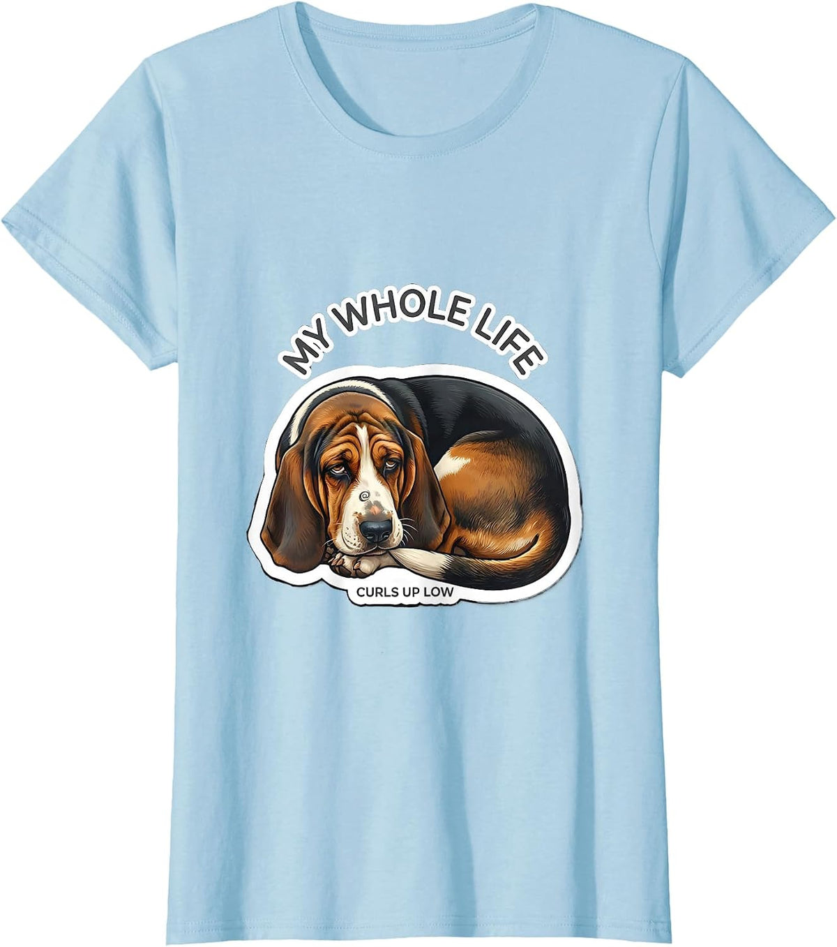 Women's My Whole Life Curls Up Low Funny Basset Hound Dog Lover Gift T-Shirt - Baby Blue