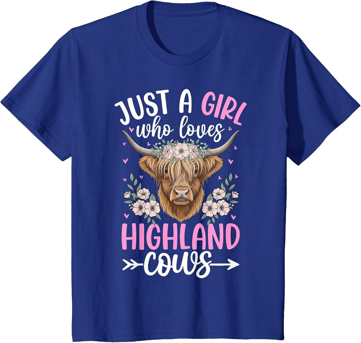 Just A Girl Who Loves Highland Cows Cute Cow Lover Scottish T-Shirt - Royal Blue