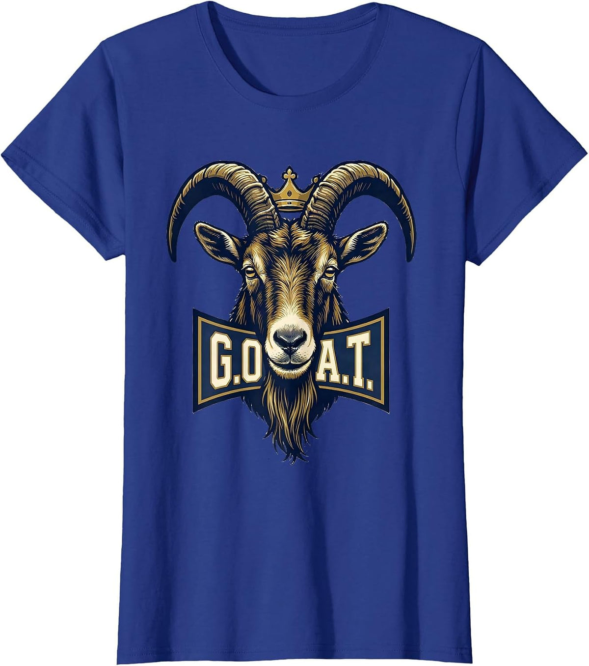 Women's G.O.A.T. Cool Goat with Sunglasses Sports Humor Novelty T-Shirt - Royal Blue