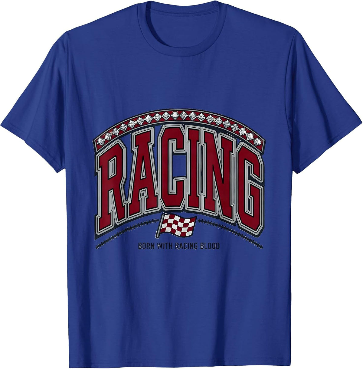 Men's Born With Racing Blood Motorsport Design T-Shirt - Royal Blue