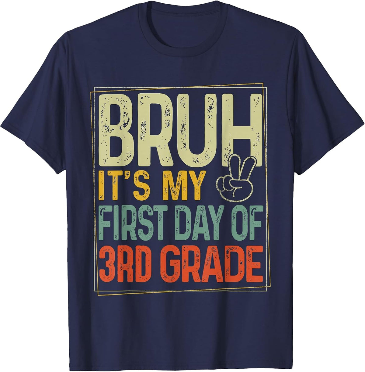 Bruh Its My First Day of 3rd Grade Back to School Boys Kids T-Shirt - Navy Blue