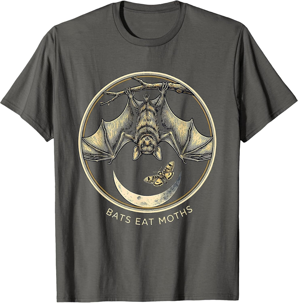 Men's Bats Eat Moths Vintage Gothic Bat Lover Nature Conservation T-Shirt - Asphalt Grey