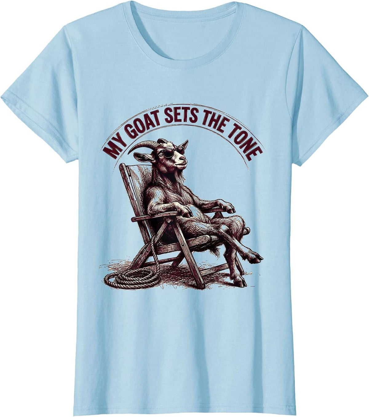 Women's My Goat Sets The Tone Funny Goat Animal Humor Novelty T-Shirt - Baby Blue