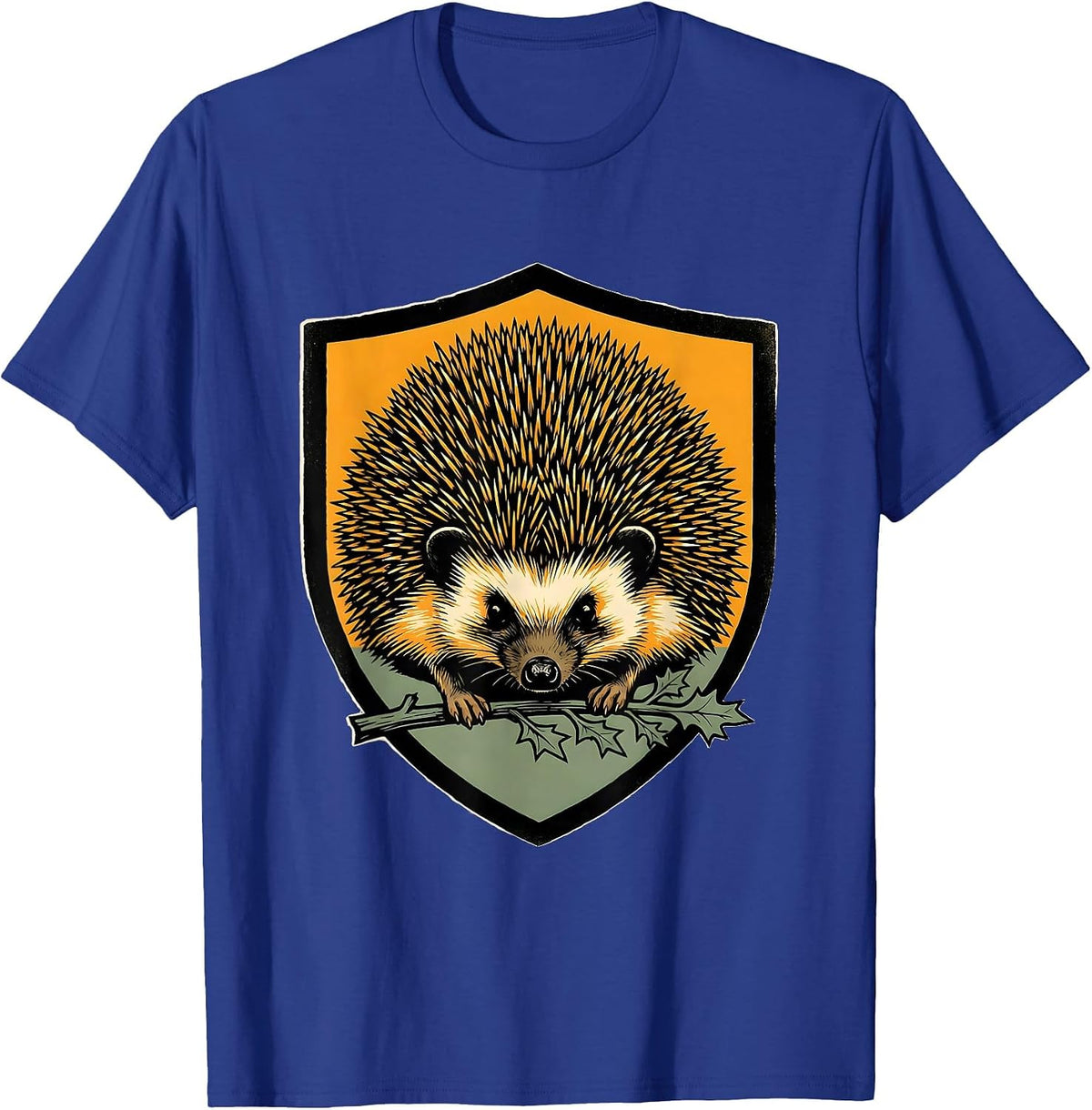 Hedgehog Shield Badge Cute Animal Lover Gift T-Shirt - Royal Blue