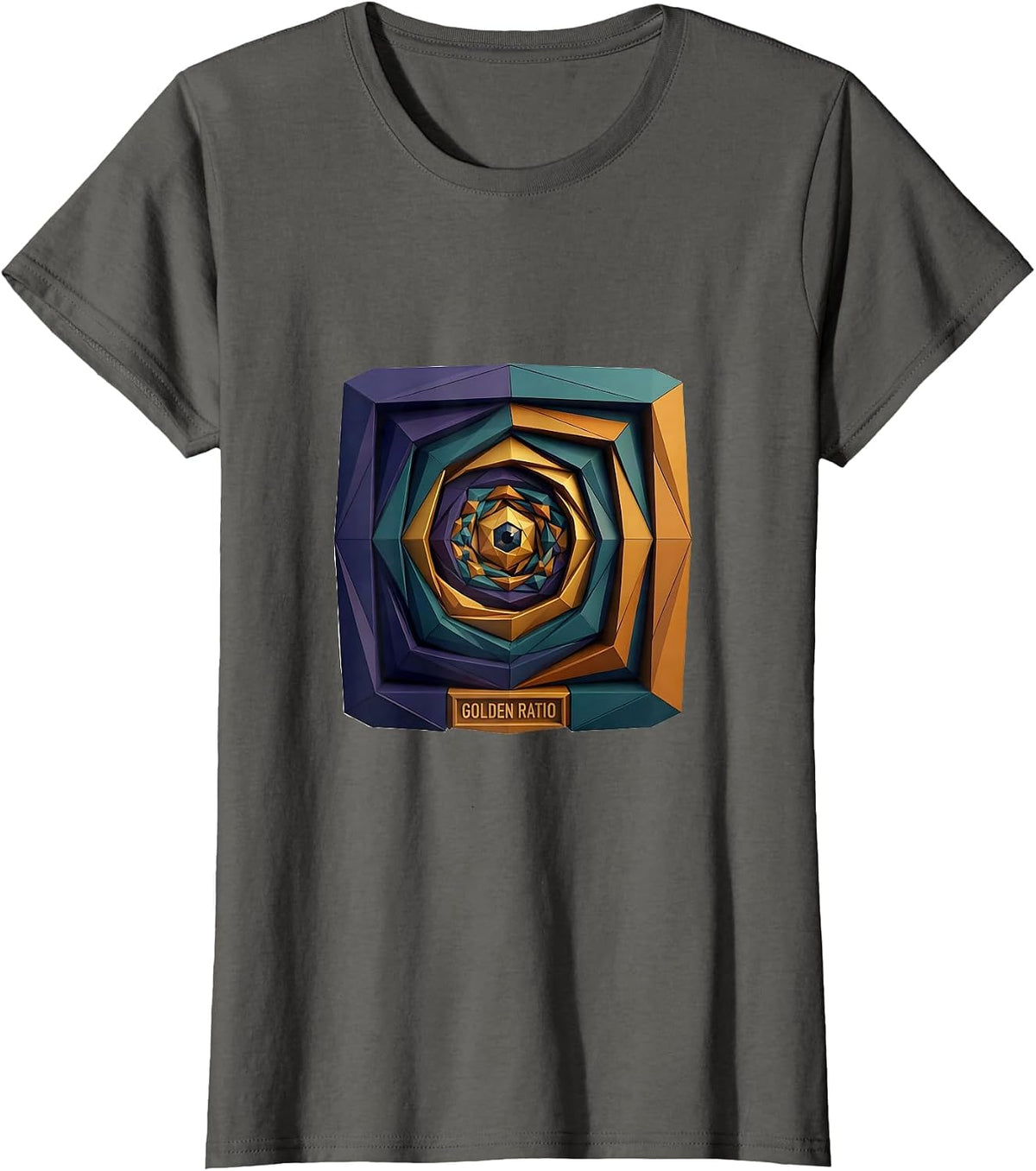 Women's Golden Ratio Low Poly Sacred Geometry Math Enthusiast T-Shirt - Asphalt Grey
