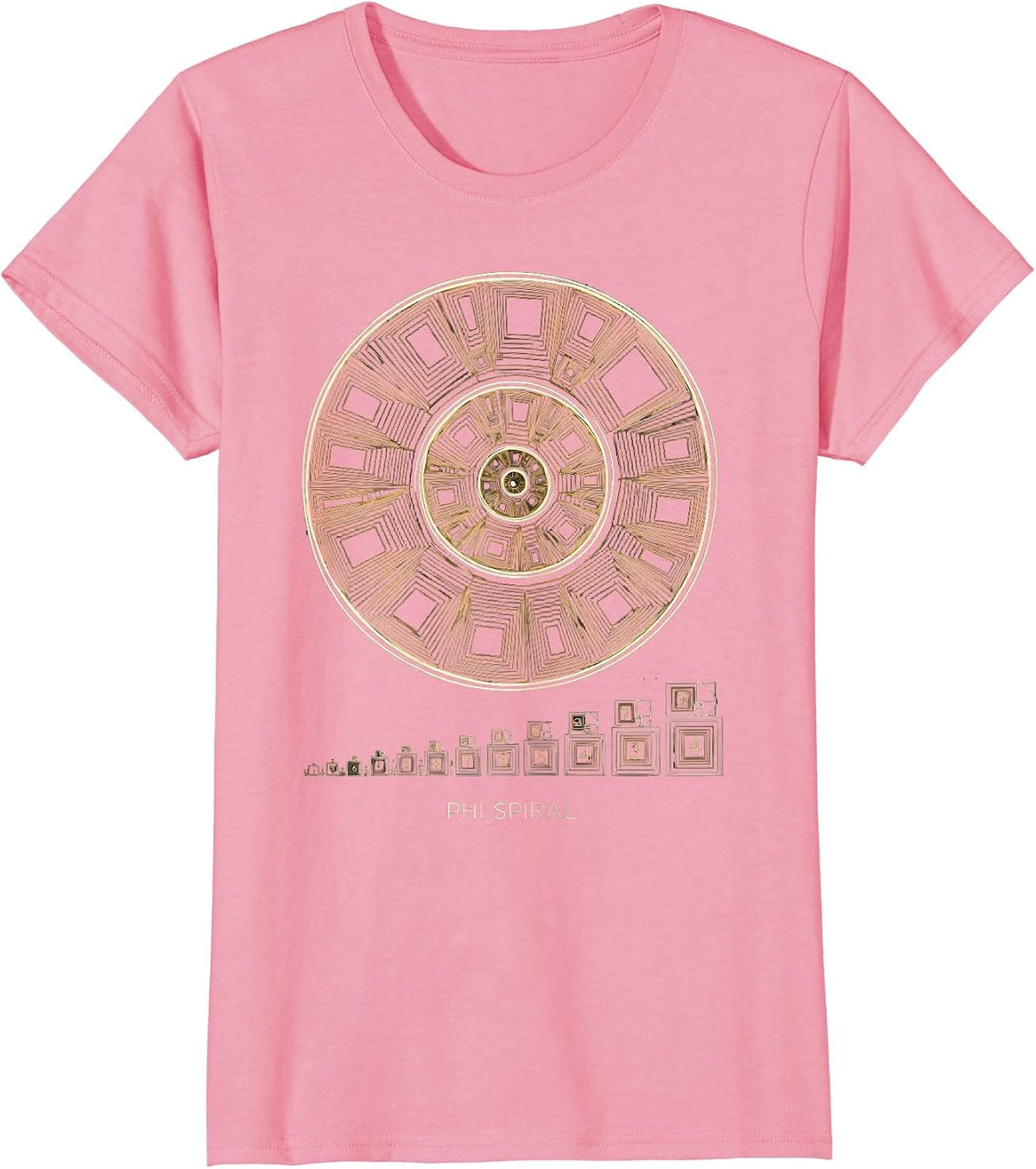 Women's Phi Spiral Geometric Math Sacred Geometry Enthusiast T-Shirt - Pink
