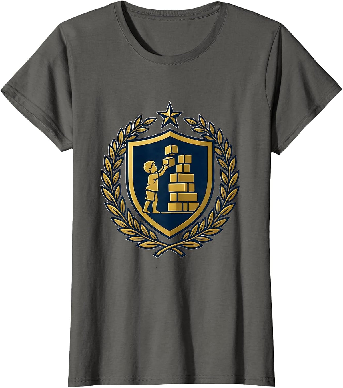Women's Special Education Building Blocks Graphic Tee T-Shirt - Asphalt Grey