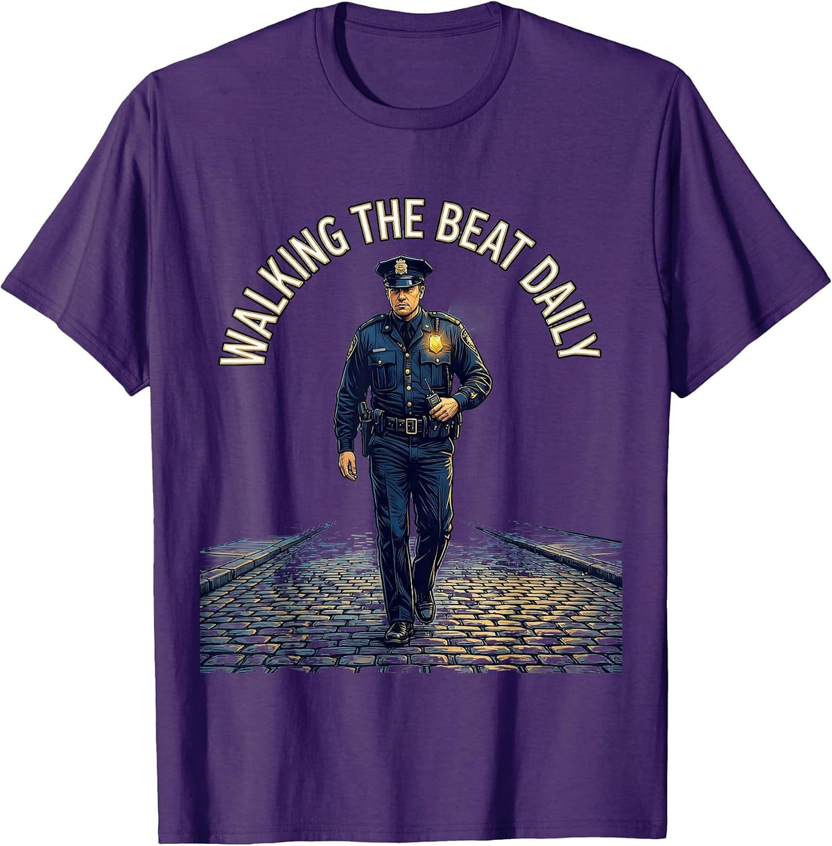 Walking the Beat Daily Law Enforcement Design T-Shirt - Purple