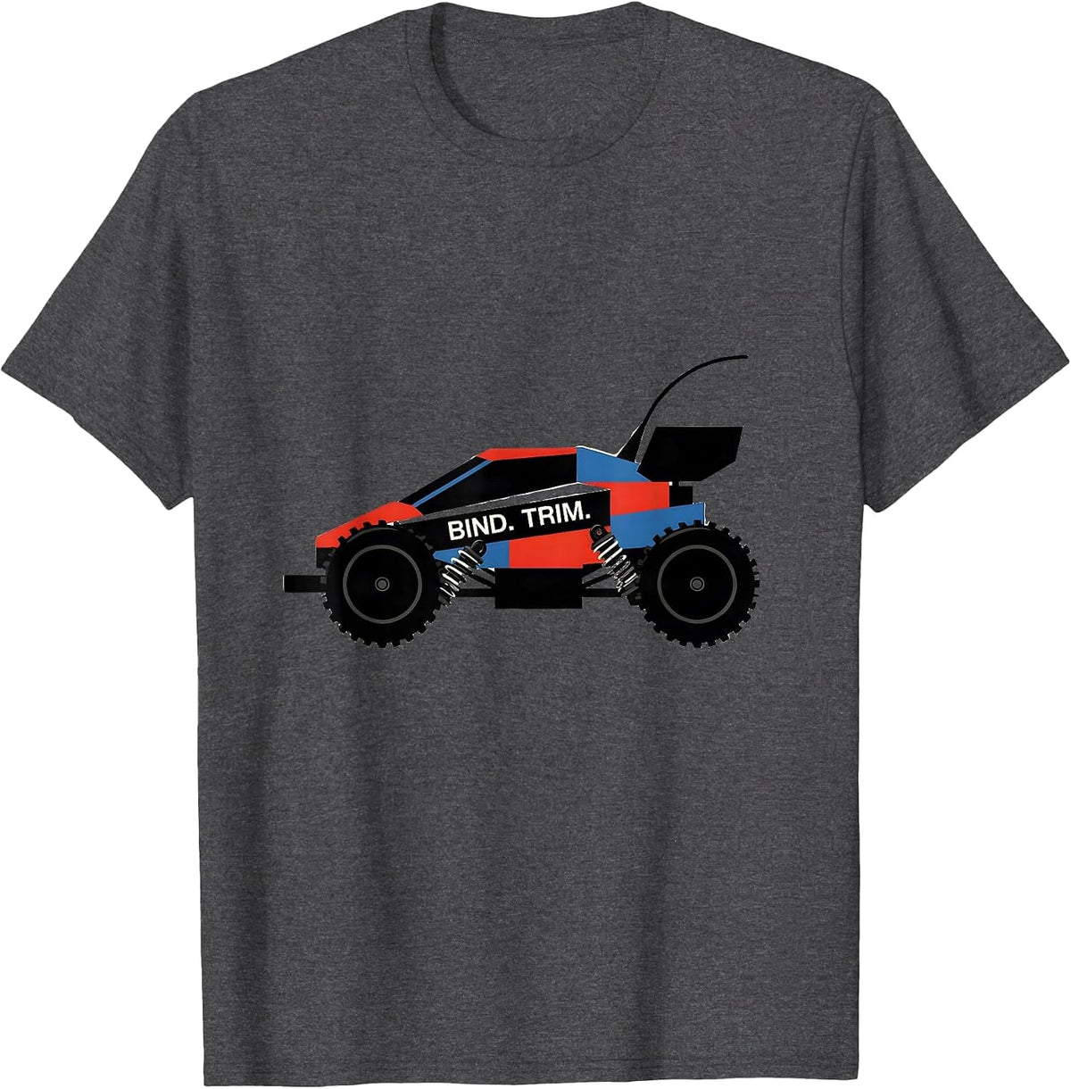 Men's Bind. Trim. Bauhaus Modernist RC Racing Drag Strip Gift T-Shirt - Dark Heather Grey