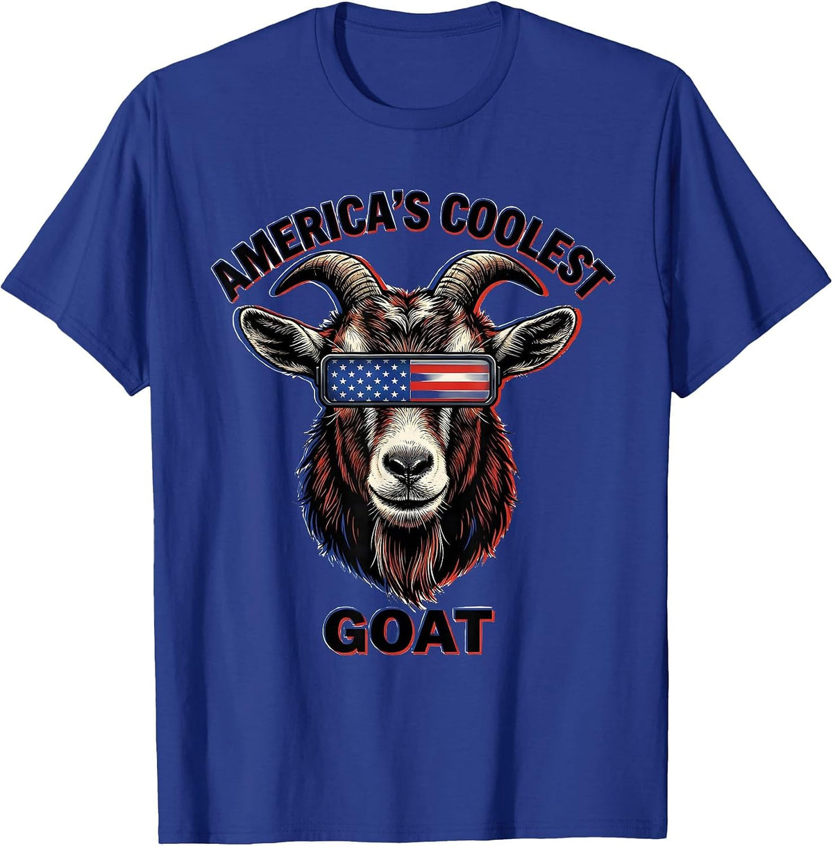 America's Coolest GOAT Funny Goat with Sunglasses Patriotic T-Shirt - Royal Blue