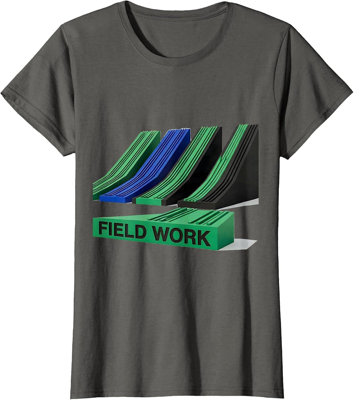Women's Field Work Geometric Ski Snowboard Dad Humor T-Shirt - Asphalt Grey