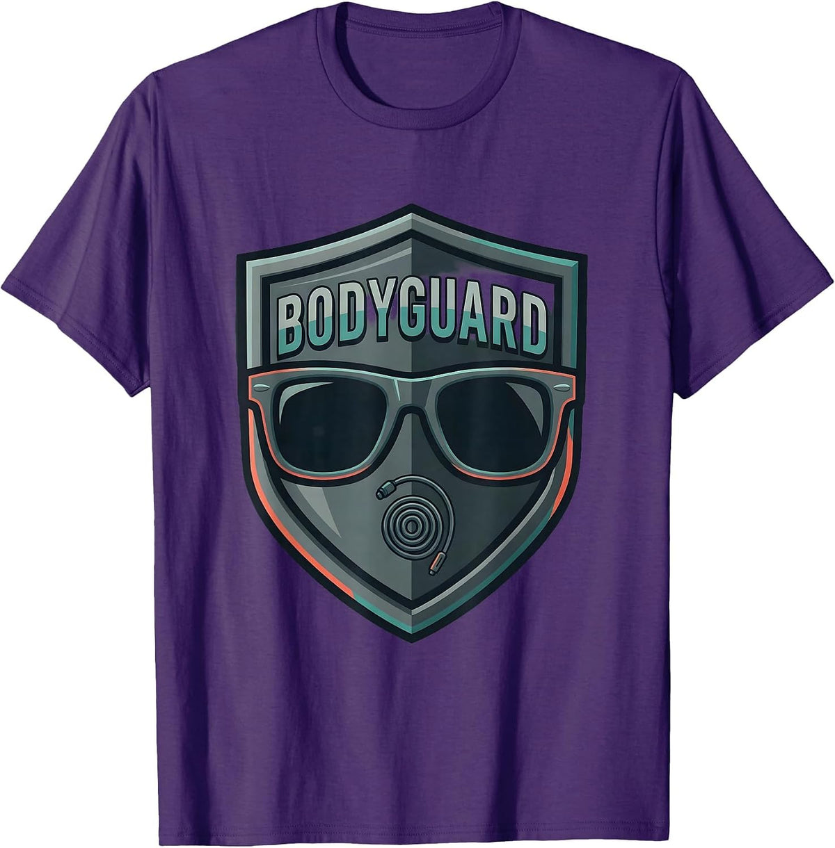 BODYGUARD Funny Security Guard Costume Uniformed Occupation T-Shirt - Purple