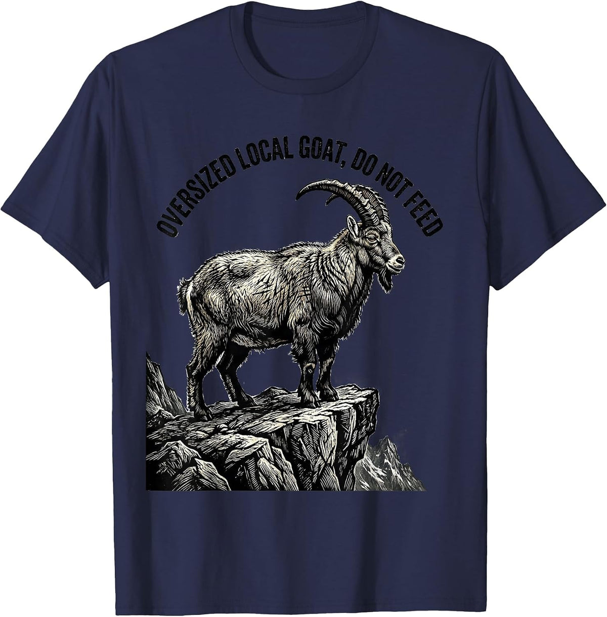Oversized Local Goat Do Not Feed Vintage National Park T-Shirt - Navy Blue