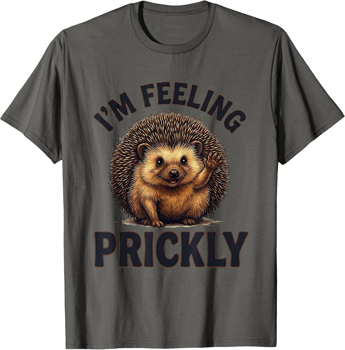 Men's I’m Feeling Prickly Funny Hedgehog Lover Humor Christmas T-Shirt - Asphalt Grey
